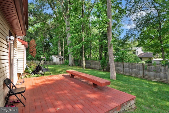 26 Millbank Ln, Voorhees, NJ 08043 - wooden terrace with a fenced backyard and view of scattered trees