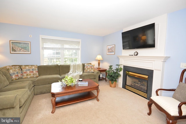 321 Coventry Ln, Lititz, PA 17543 - living area with a glass covered fireplace and carpet flooring