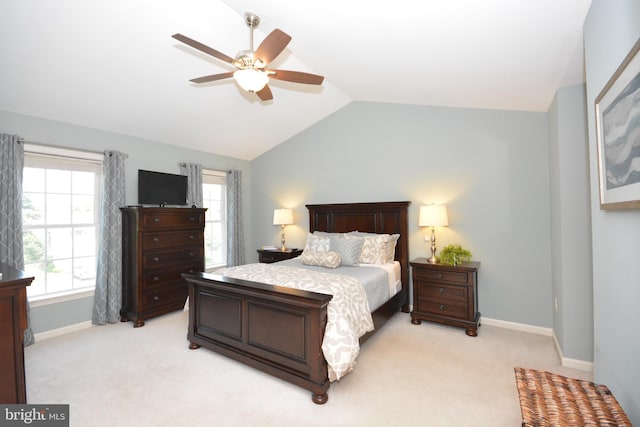 321 Coventry Ln, Lititz, PA 17543 - bedroom with lofted ceiling, light colored carpet, and ceiling fan