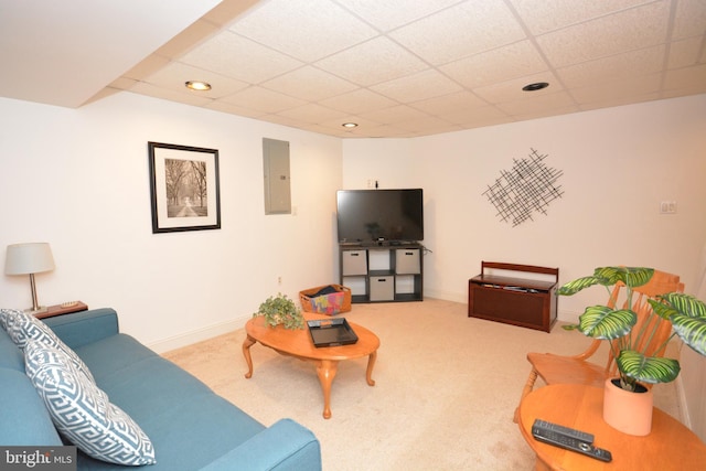 321 Coventry Ln, Lititz, PA 17543 - carpeted living room featuring electric panel, a drop ceiling, and recessed lighting