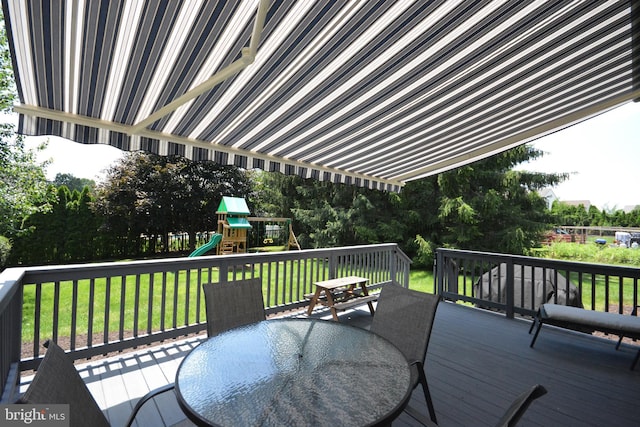 321 Coventry Ln, Lititz, PA 17543 - deck featuring outdoor dining space, a yard, and a playground