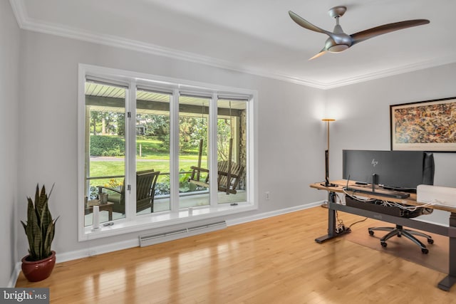 220 Longview Blvd, Gettysburg, PA 17325 - home office featuring crown molding, wood finished floors, and a ceiling fan