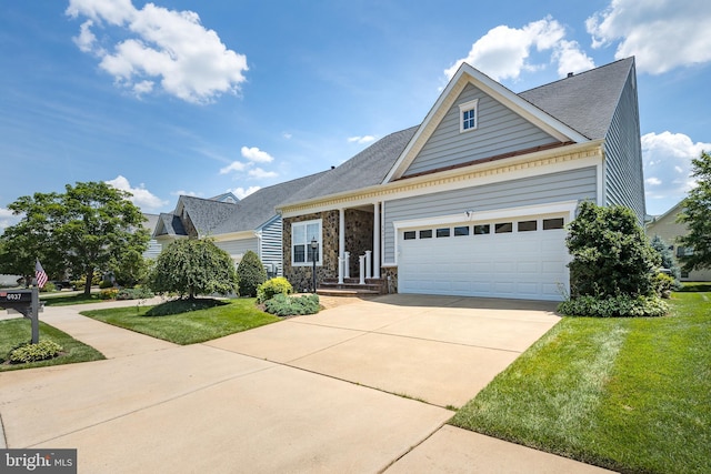 6037 Calumet Ct, Gainesville, VA 20155 - view of front of property with a garage, driveway, a front lawn, and roof with shingles