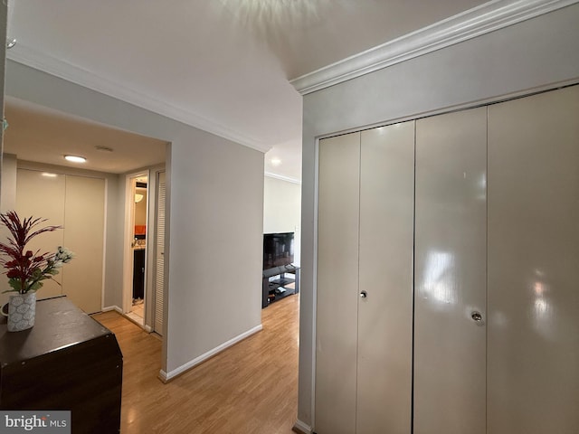 9711 Kings Crown Ct Unit 101, Fairfax, VA 22031 - hall with crown molding and light wood-style flooring