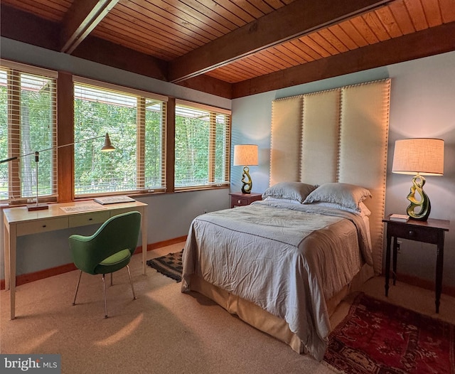 617 Old Mill Rd, Gettysburg, PA 17325 - bedroom with a wooden ceiling with exposed beams, an office area, and carpet floors