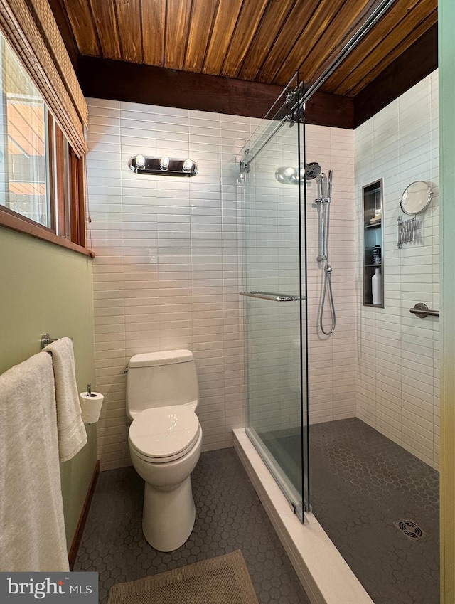 617 Old Mill Rd, Gettysburg, PA 17325 - full bath with a shower stall and wood ceiling