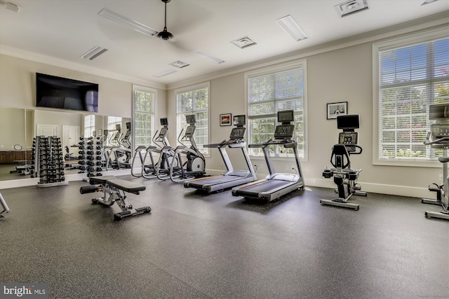 6107 Fairview Farm Dr Unit 306, Alexandria, VA 22315 - gym featuring ornamental molding and baseboards
