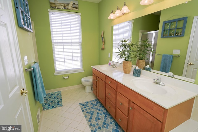 38337 N Mill Ln Unit 116, Ocean View, DE 19970 - full bathroom with double vanity, a shower stall, and tile patterned floors