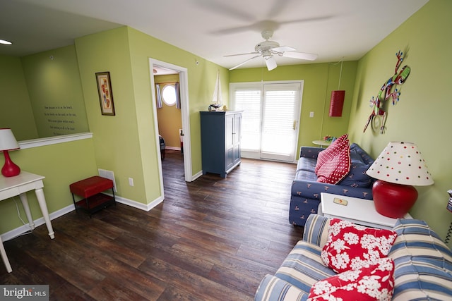 38337 N Mill Ln Unit 116, Ocean View, DE 19970 - living area featuring wood finished floors and a ceiling fan