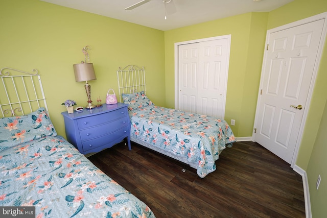 38337 N Mill Ln Unit 116, Ocean View, DE 19970 - bedroom featuring wood finished floors, a closet, and ceiling fan