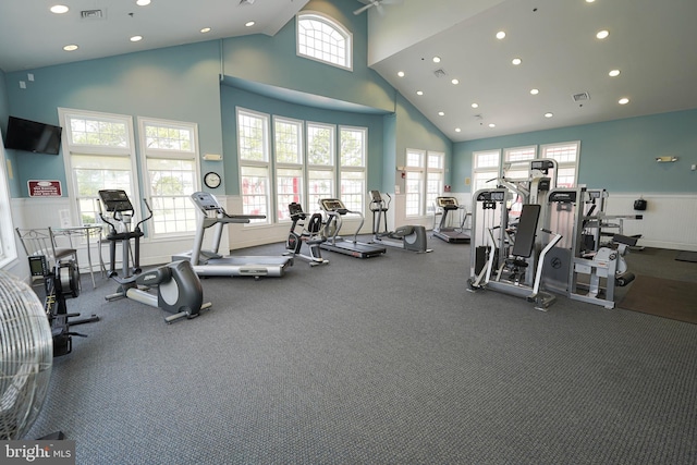 38337 N Mill Ln Unit 116, Ocean View, DE 19970 - workout area featuring recessed lighting and high vaulted ceiling