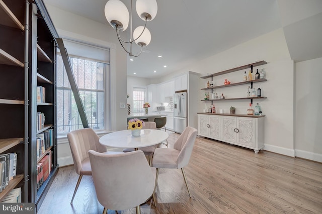 1842 N Capitol St NW, Washington, DC 20002 - dining space with a chandelier, light wood-style flooring, and recessed lighting