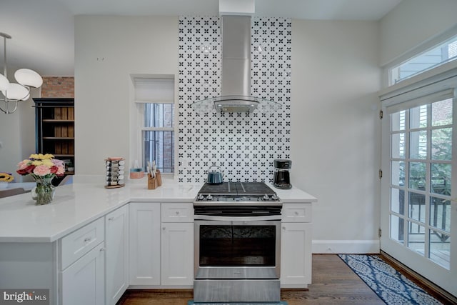 1842 N Capitol St NW, Washington, DC 20002 - kitchen featuring stainless steel gas stove, white cabinets, and light countertops