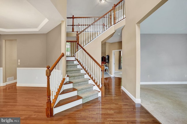 404 Herington Dr, Reading, PA 19608 - staircase with wood finished floors and a high ceiling