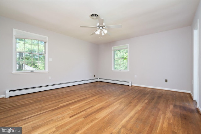 3990 View Top Rd, Ellicott City, MD 21042 - empty room featuring wood finished floors, ceiling fan, and baseboard heating