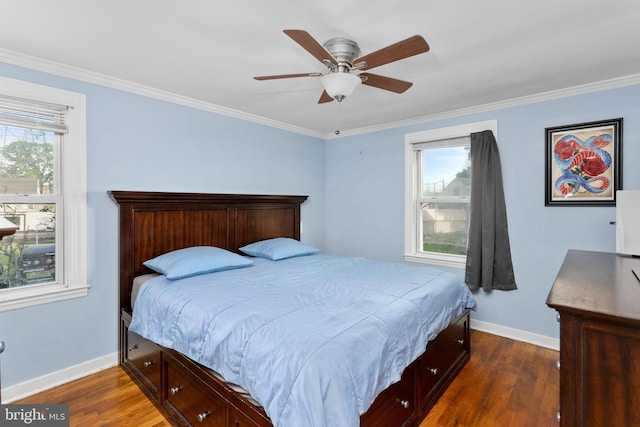 260 Irvington Pl, Hamilton, NJ 08610 - bedroom with dark wood-type flooring, crown molding, and ceiling fan