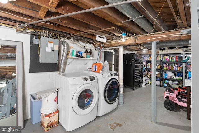 260 Irvington Pl, Hamilton, NJ 08610 - unfinished below grade area featuring electric panel and separate washer and dryer