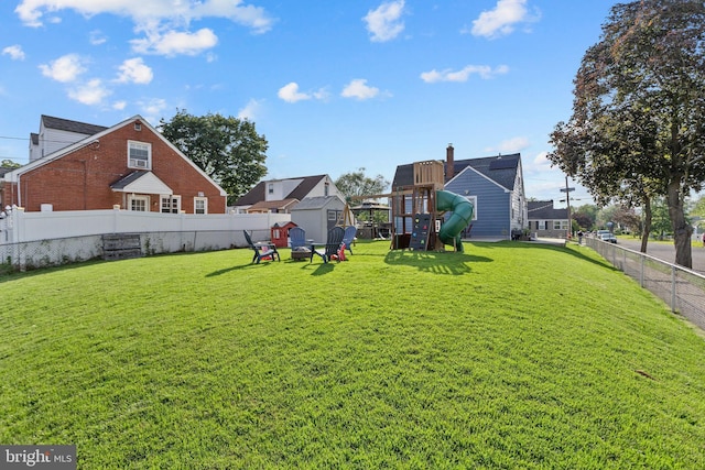 260 Irvington Pl, Hamilton, NJ 08610 - fenced backyard with a playground and a shed