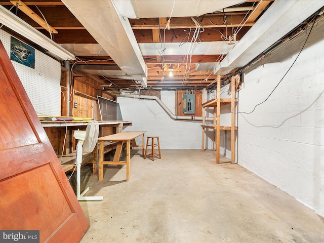 55 W Duck St, Front Royal, VA 22630 - unfinished below grade area featuring electric panel and a workshop area
