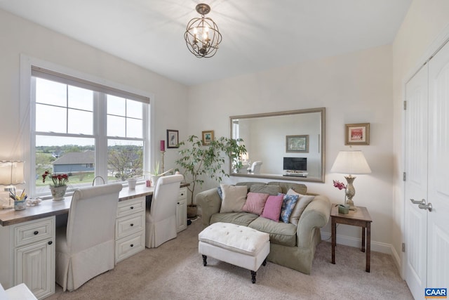109 Stonecrest Ave, Waynesboro, VA 22980 - home office with light carpet and a chandelier