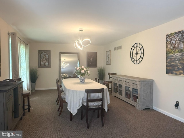 7 Old Farm Ln, New Freedom, PA 17349 - carpeted dining space featuring a chandelier and baseboards