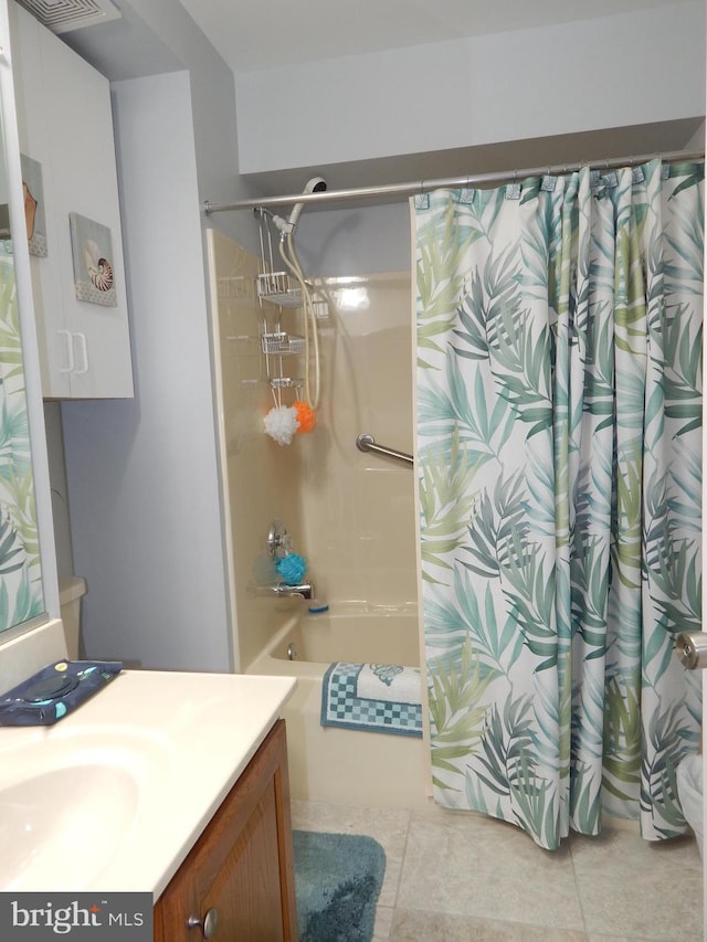 204 Kimary Ct Unit 1A, Forest Hill, MD 21050 - full bathroom with shower / bathtub combination with curtain, vanity, and tile patterned floors