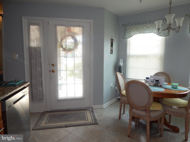 204 Kimary Ct Unit 1A, Forest Hill, MD 21050 - dining area featuring a chandelier and healthy amount of natural light