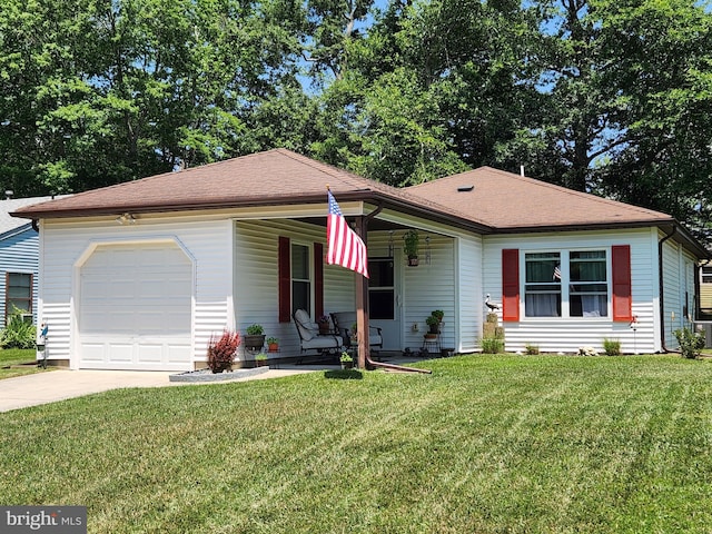 312 Lexington Dr, Little Egg Harbor Twp, NJ 08087 - view of front of home featuring an attached garage, a front yard, covered porch, and driveway