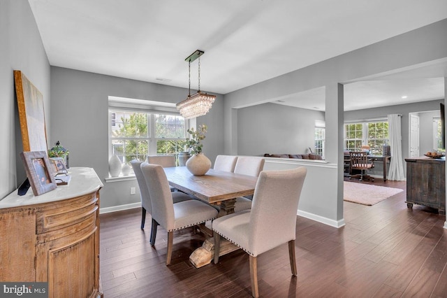 506 Masters Dr, Blackwood, NJ 08012 - dining area featuring dark wood-style floors and a chandelier