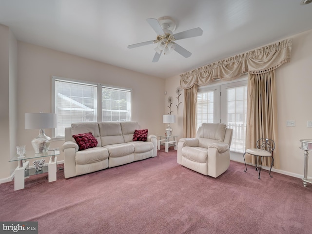 7317 Jubilee Cir, Elkridge, MD 21075 - living area featuring carpet floors, plenty of natural light, and ceiling fan