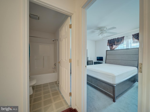 7317 Jubilee Cir, Elkridge, MD 21075 - bedroom with connected bathroom, tile patterned floors, and ceiling fan