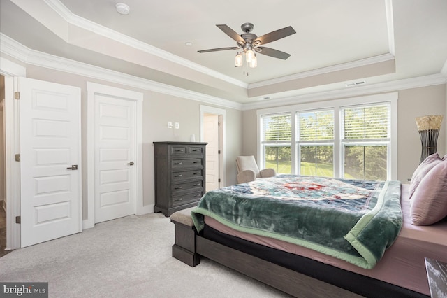 1311 Corbett Rd, Monkton, MD 21111 - bedroom with a raised ceiling, carpet floors, ornamental molding, and ceiling fan