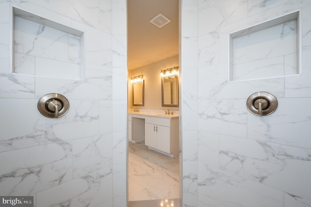 1311 Corbett Rd, Monkton, MD 21111 - full bath featuring a tile shower, vanity, and marble finish flooring
