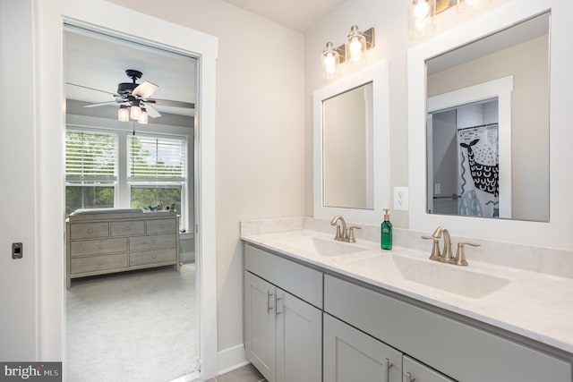1311 Corbett Rd, Monkton, MD 21111 - bathroom with double vanity and ceiling fan
