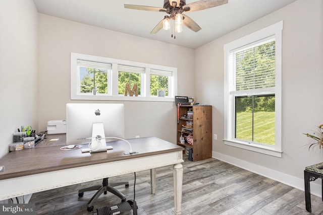 1311 Corbett Rd, Monkton, MD 21111 - office area featuring plenty of natural light, wood finished floors, and ceiling fan