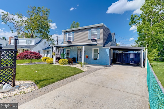 7723 Meath Rd, Baltimore, MD 21222 - traditional-style home with a porch, driveway, and an attached carport