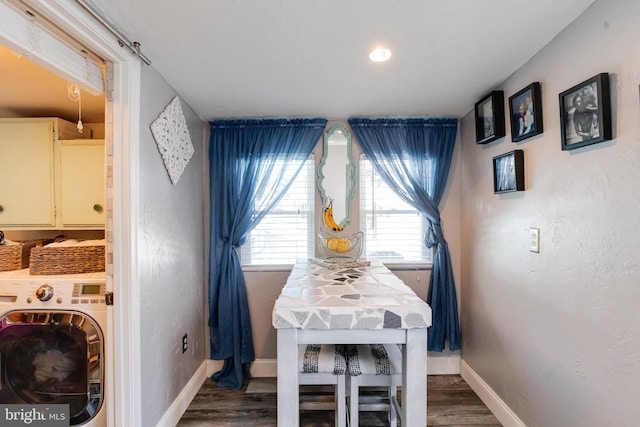 7723 Meath Rd, Baltimore, MD 21222 - dining area featuring washer / dryer and wood finished floors