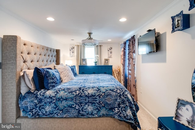 7723 Meath Rd, Baltimore, MD 21222 - carpeted bedroom with ornamental molding and recessed lighting