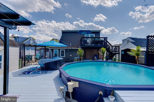 7723 Meath Rd, Baltimore, MD 21222 - outdoor pool featuring a deck and stairs