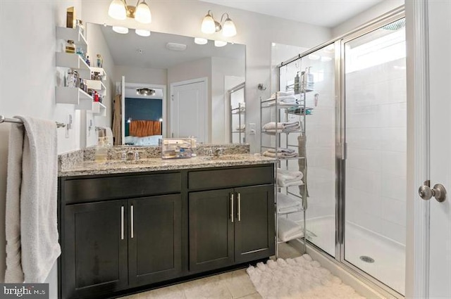 2041 Ruby Turn, Bowie, MD 20721 - bathroom with a shower stall, double vanity, and tile patterned flooring