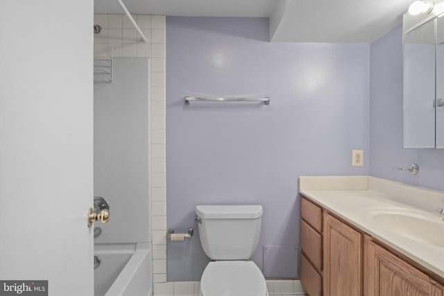 7131 Murray Ln, Annandale, VA 22003 - bathroom with vanity, bathing tub / shower combination, and tile patterned floors