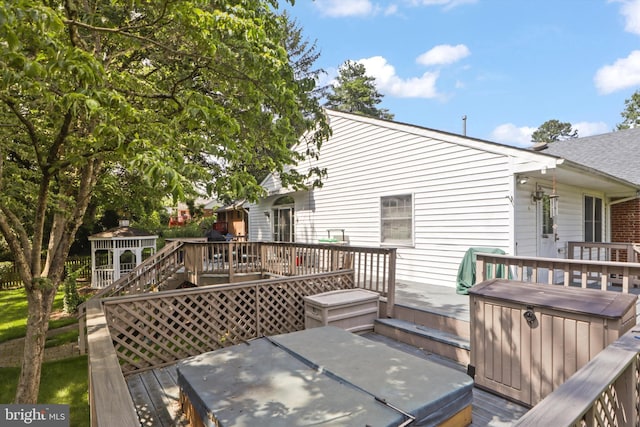 7131 Murray Ln, Annandale, VA 22003 - deck with a covered hot tub and a gazebo