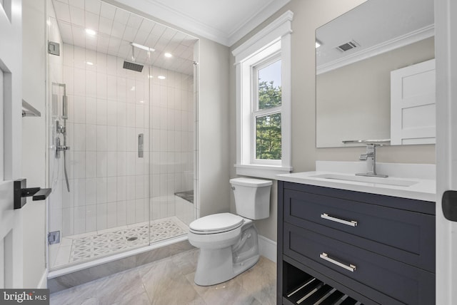 387 Gallup Rd, Princeton, NJ 08540 - bathroom featuring ornamental molding, vanity, and a shower stall