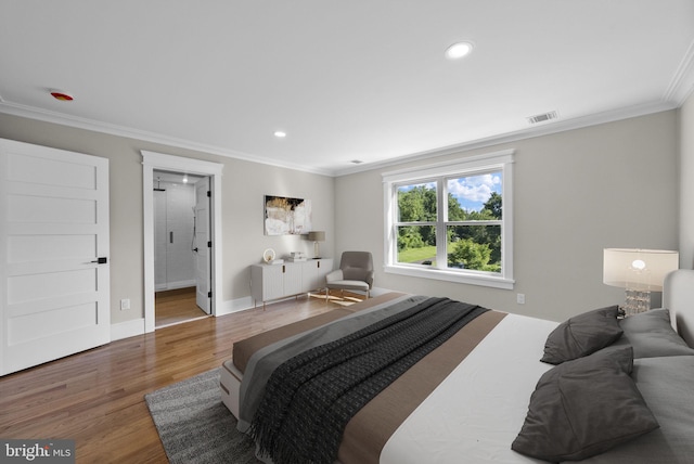 387 Gallup Rd, Princeton, NJ 08540 - bedroom featuring crown molding, wood finished floors, and recessed lighting