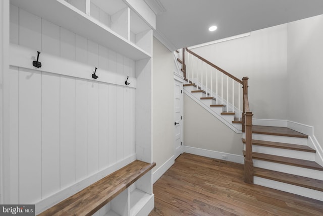 387 Gallup Rd, Princeton, NJ 08540 - mudroom featuring wood finished floors and recessed lighting