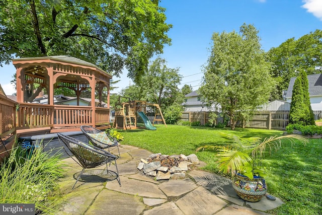 15 Overlook Ave, Lancaster, PA 17601 - fenced backyard with a gazebo, a playground, and a patio
