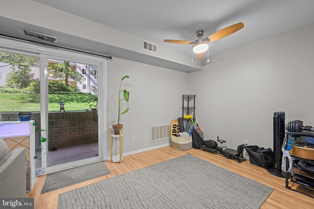 7 Rockford Rd Unit F1, Wilmington, DE 19806 - exercise room featuring wood finished floors and ceiling fan