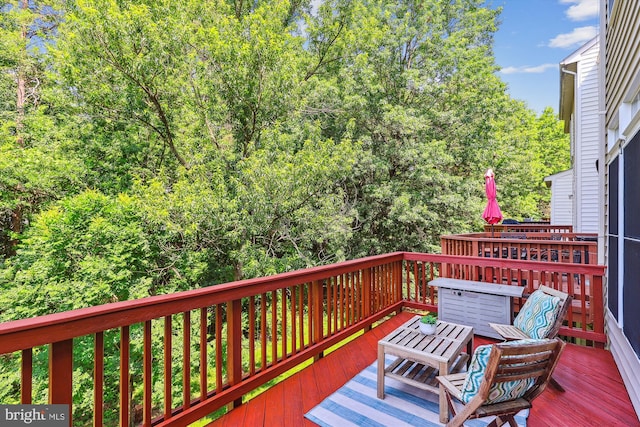 6706 Debra Lu Way, Springfield, VA 22150 - wooden terrace with a forest view