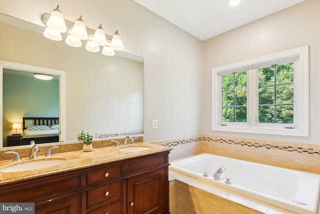 6706 Debra Lu Way, Springfield, VA 22150 - bathroom with connected bathroom, double vanity, and a bath