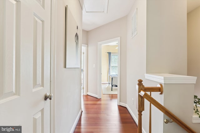 6706 Debra Lu Way, Springfield, VA 22150 - hallway with an upstairs landing and dark wood finished floors